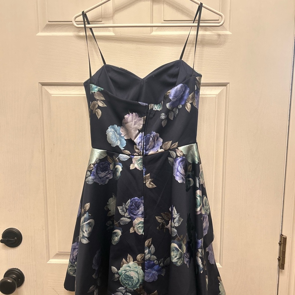 Navy Floral Strapless Dress - Picture 2 of 7